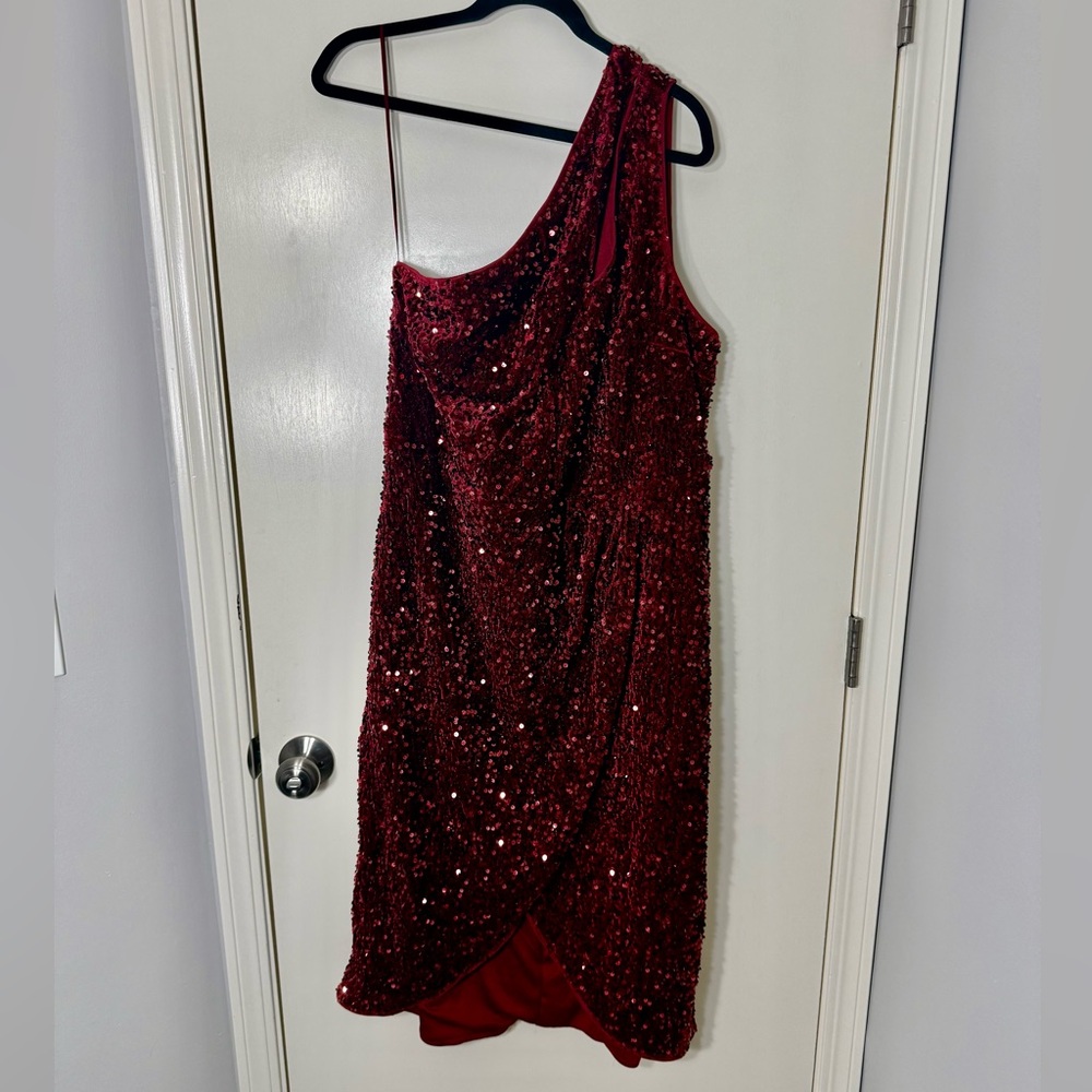 New York & Company Women's Burgundy Sequins Midi Dress Plus size 3X